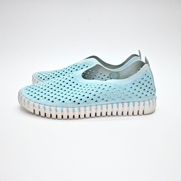 ISLE JACOBSEN Sneakers Womens Size 37 Blue Perforated‎ Tulip Slip On Boat Beach - Picture 4 of 9